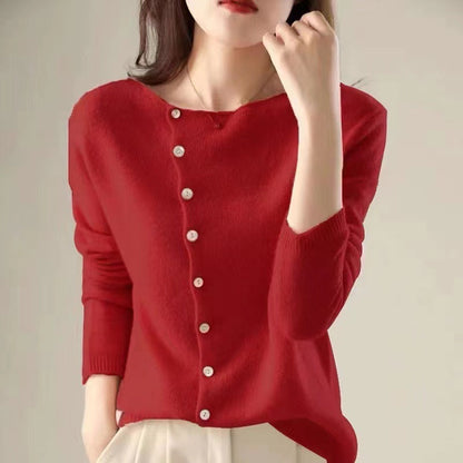 Pull élégant à manches longues avec boutons pour femme