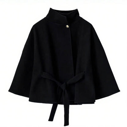 Cape élégant pour femme avec ceinture et col montant