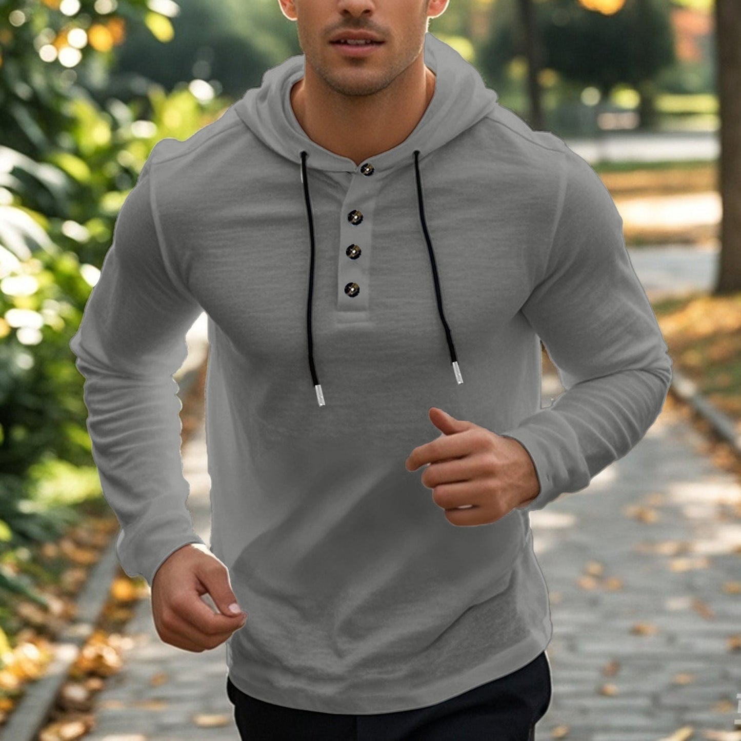 Sweat à capuche sport pour homme avec poches et boutons