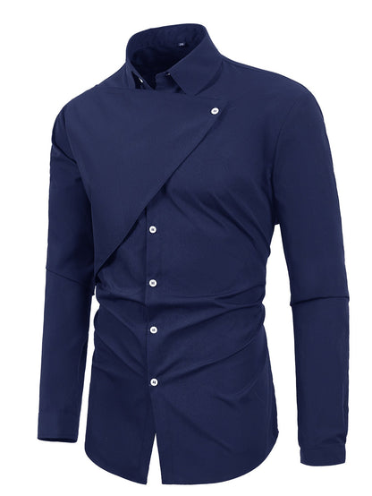 Chemise homme manches courtes asymétrique style élégant