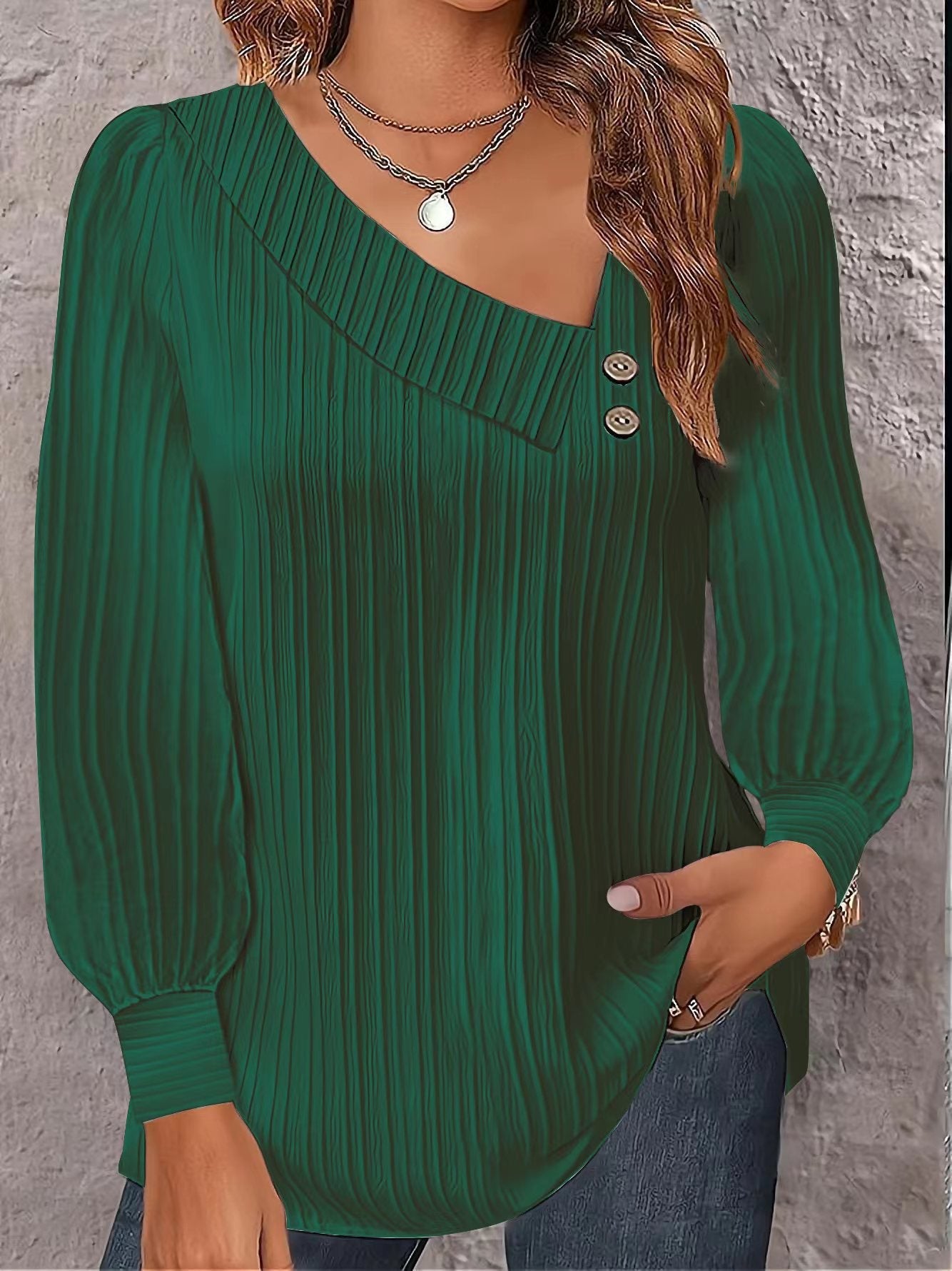 Chemisier Femme Asymétrique Élégant Détail Bouton