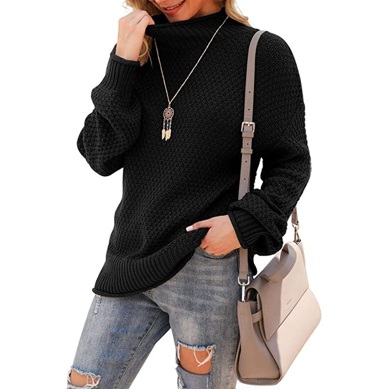 Pull col roulé confortable, tricot douillet