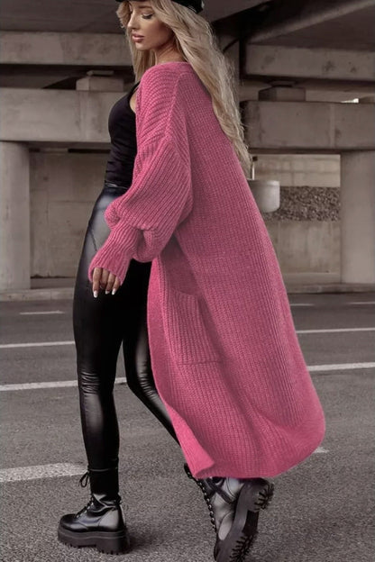 Gilet long pour femme, coupe oversize, décontracté, avec poches
