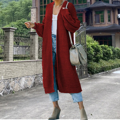 Cardigan en maille pour femme, manches larges, design élégant