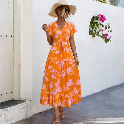 Robe longue d'été pour femme, imprimé floral, élégante