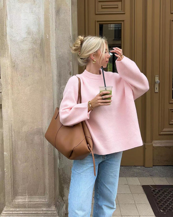 Rosa Damenpullover Bequem Warm - IdealeKleiden