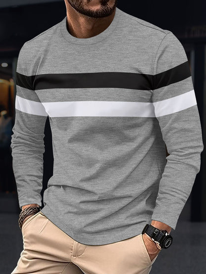 T-shirt à manches longues homme sportif rayé mode