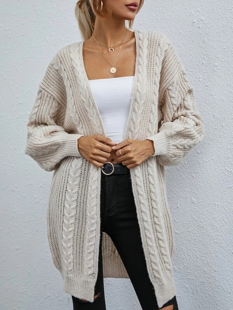 Cardigan femme grosse maille oversize décontracté tressé