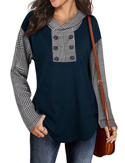 Haut Femme Asymétrique Carreaux Chic