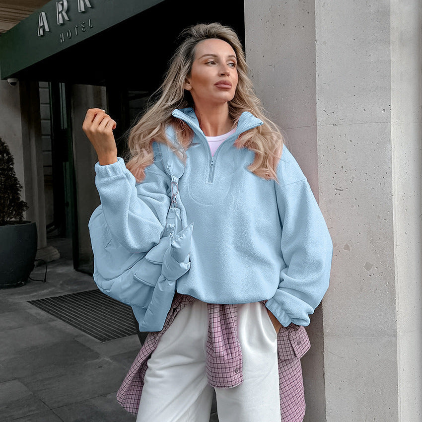 Pull en polaire femme Col court zippé Style moderne