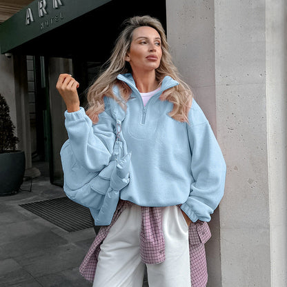 Pull en polaire femme Col court zippé Style moderne