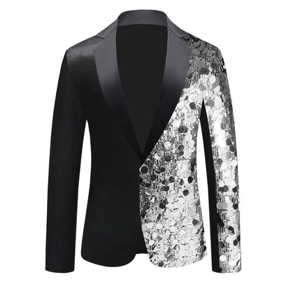 Veste à paillettes pour femme Blazer à sequins Col étroit élégant