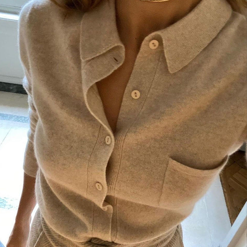 Chemisier en laine pour femme doux et tendance à boutons