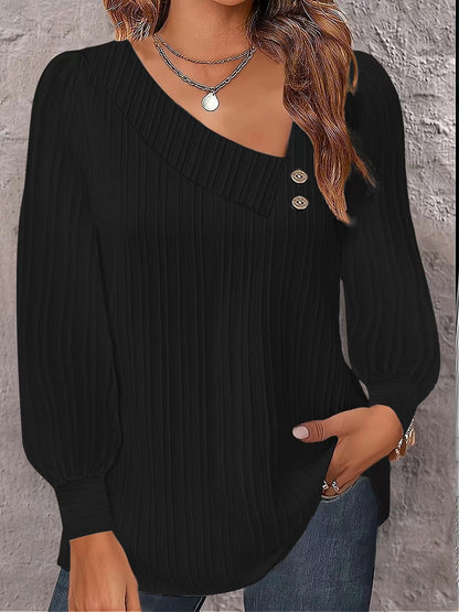 Chemisier Femme Asymétrique Élégant Détail Bouton