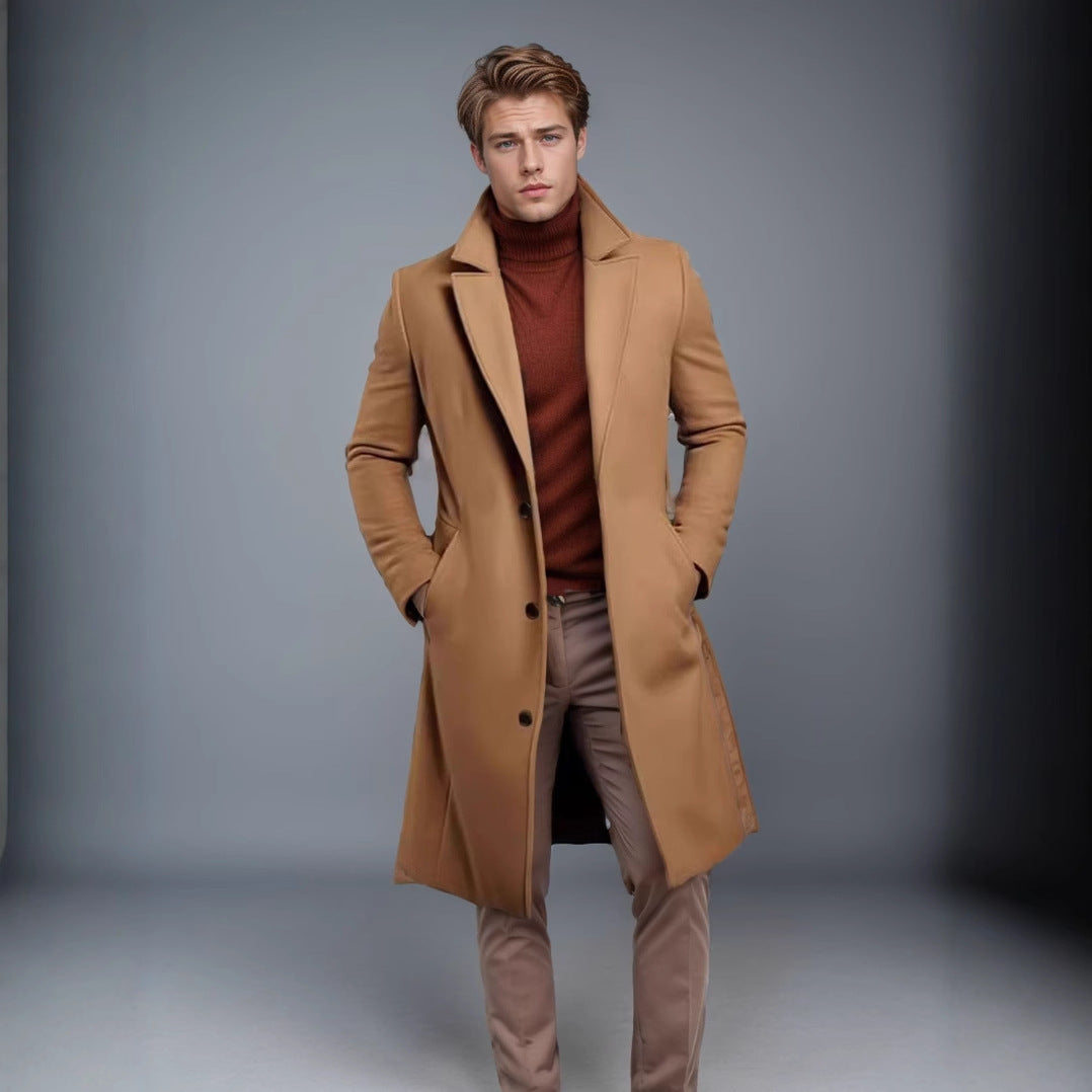 Herren Mantel Elegant Woll Obermaterial Struktur Optik - IdealeKleiden