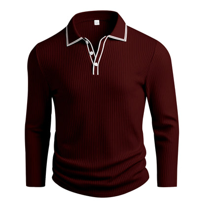 Polo à manches longues élégant homme texturé