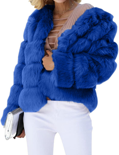 Veste femme en fausse fourrure Douce Volumineuse Design élégant