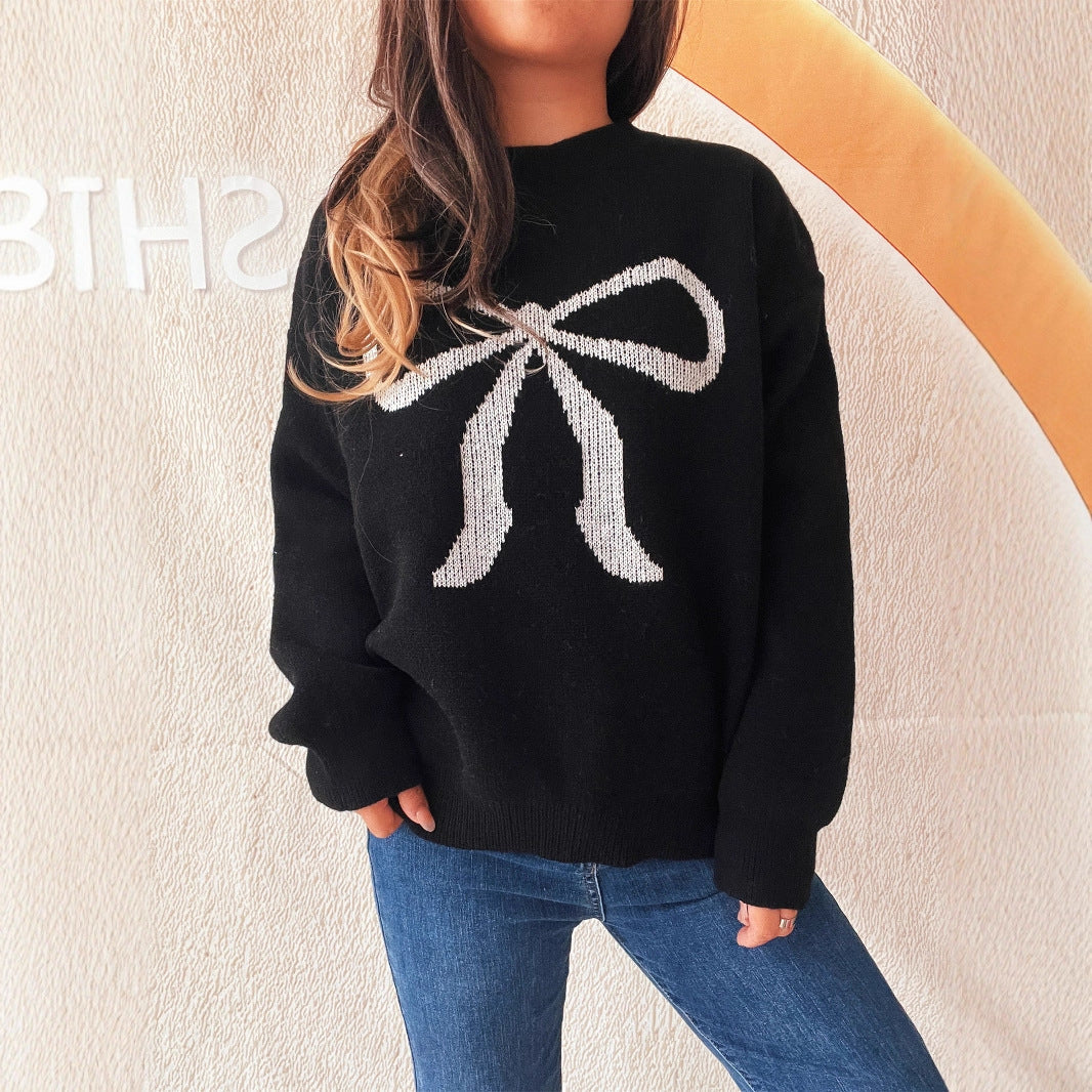 Pull femme doux motif nœud