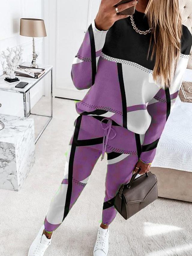 Femmes Ensemble de survêtement géométrique tendance