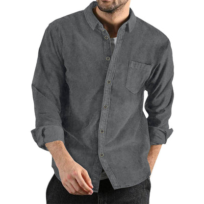 Chemise en velours côtelé pour homme Design élégant avec poche poitrine