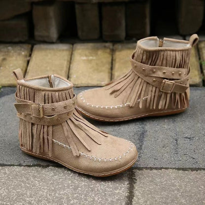 Chaussures en cuir femme bottes style mocassin clous