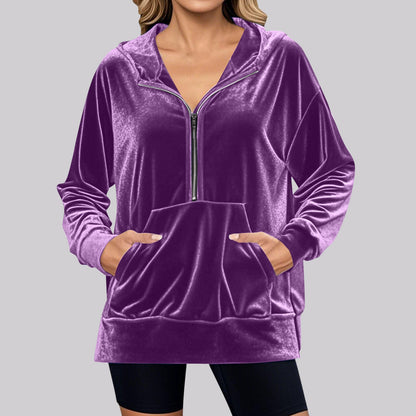 Sweat à capuche polaire douillet pour femme avec poches