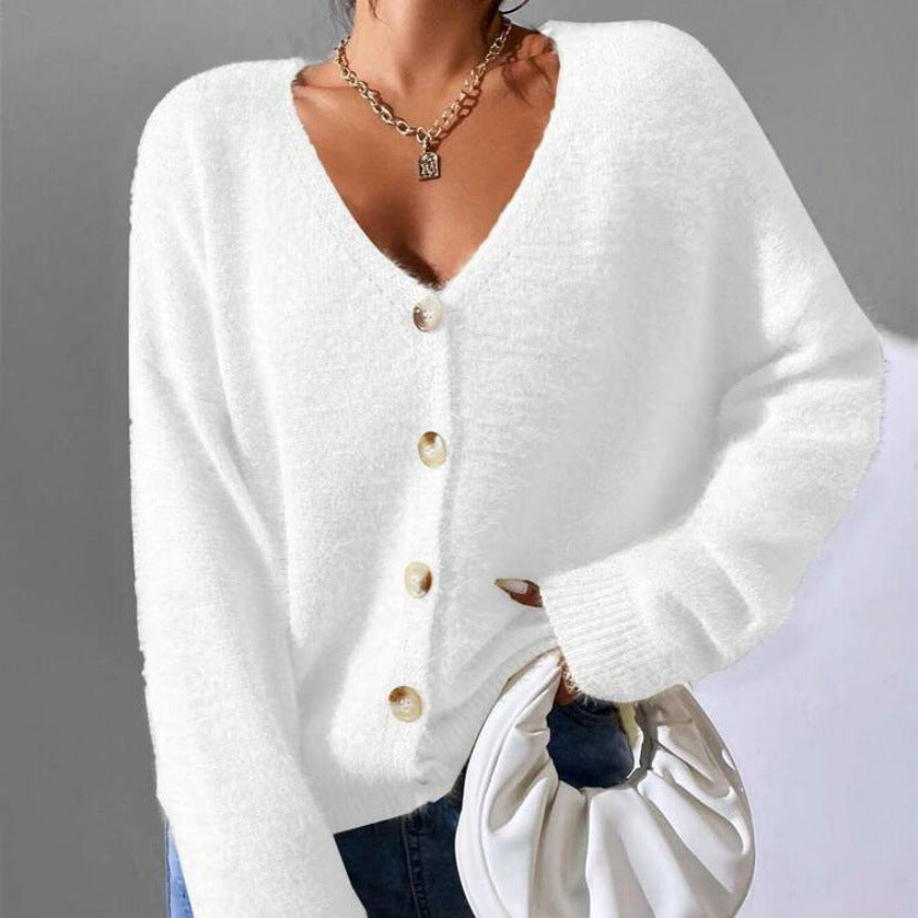 Cardigan Femme Maille Douce Décontracté Doré
