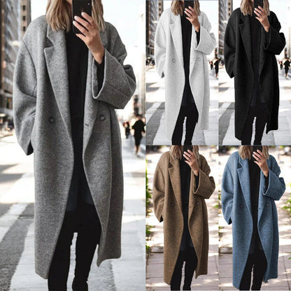 Damen Oversize Wollmantel Stilvoll Warm - IdealeKleiden