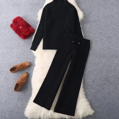 Ensemble tricoté pour femme, pantalon ample et pull confortable