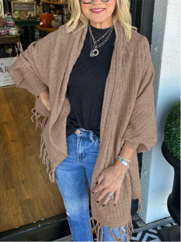 Poncho pour femme élégant avec franges