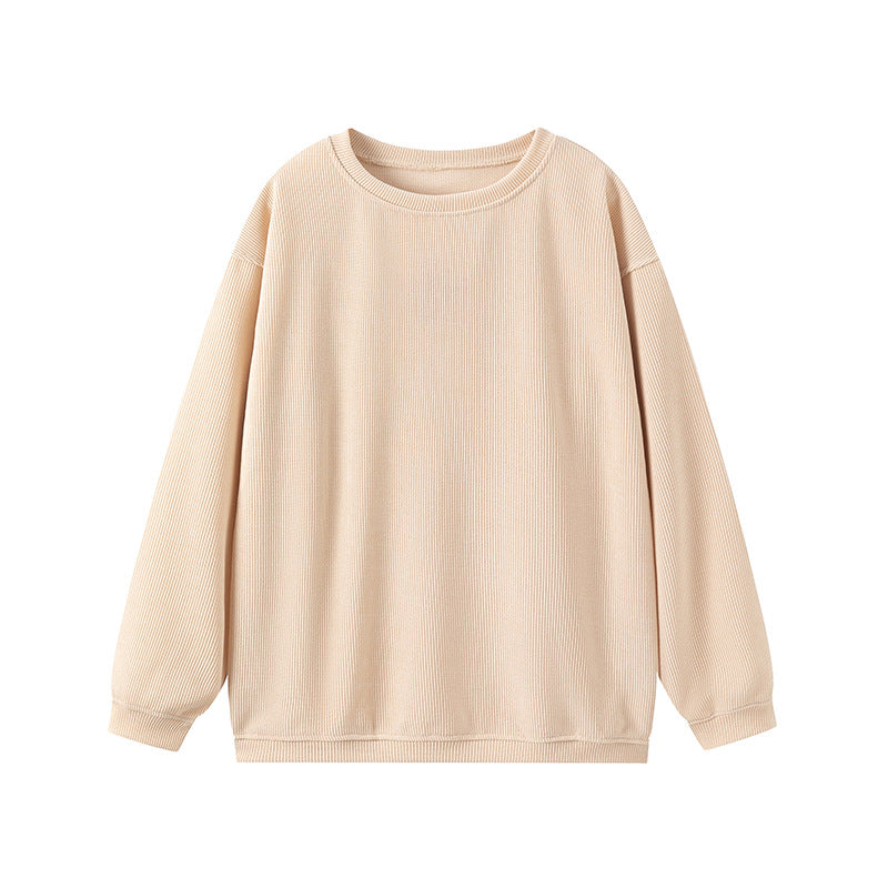 Robe maille côtelée Confortable Col rond Manches longues