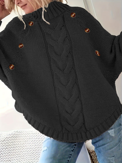 Pull pour femme en grosse maille, col montant, élégant