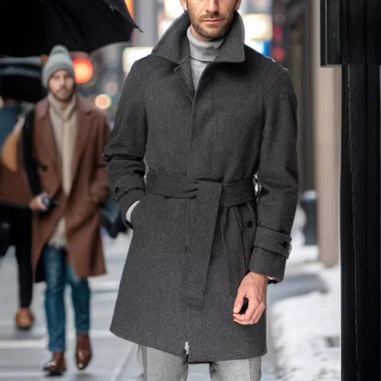 Manteau Homme Élégant Ceinture Classique