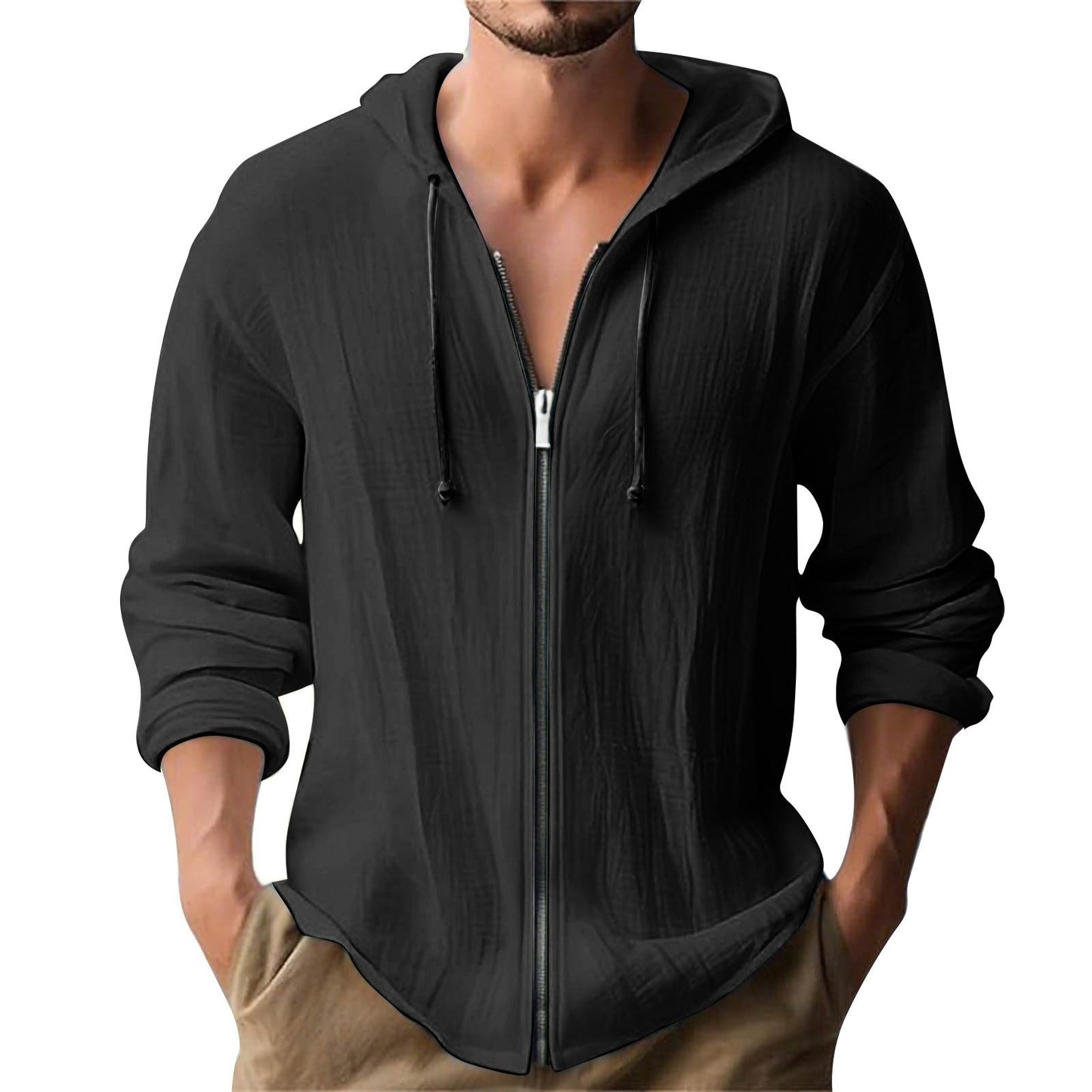 Veste à capuche pour hommes, style moderne avec fermeture éclair