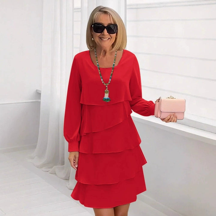 Robe longue femme élégante fluide manches longues