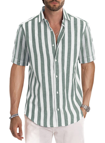 Chemise Homme Manches Courtes Rayures Coupe Relaxed Moderne