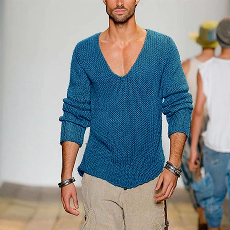 Pull-over homme décontracté col V confortable