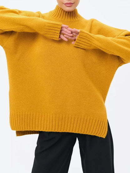 Pull Oversize Col Semi-Montant Côtelé