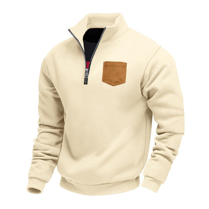 Sweatshirt moderne homme demi-zip poche poitrine