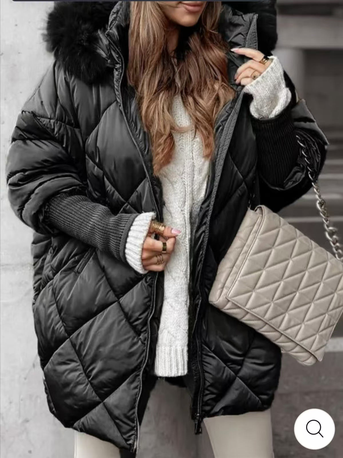 Parka d'hiver matelassé pour femme à capuche amovible