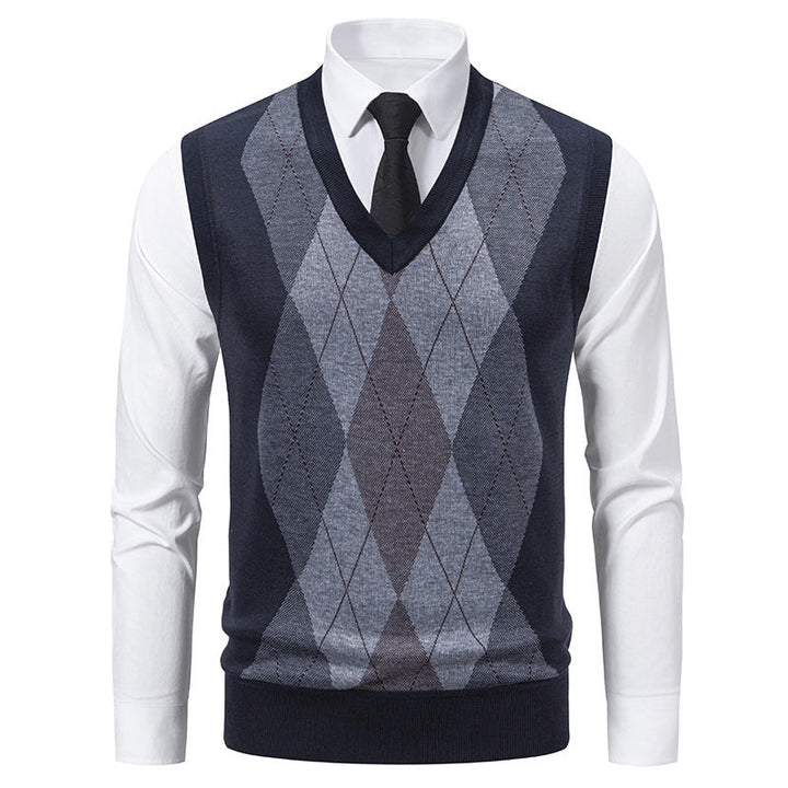 Pull Homme Col V Losanges Classiques
