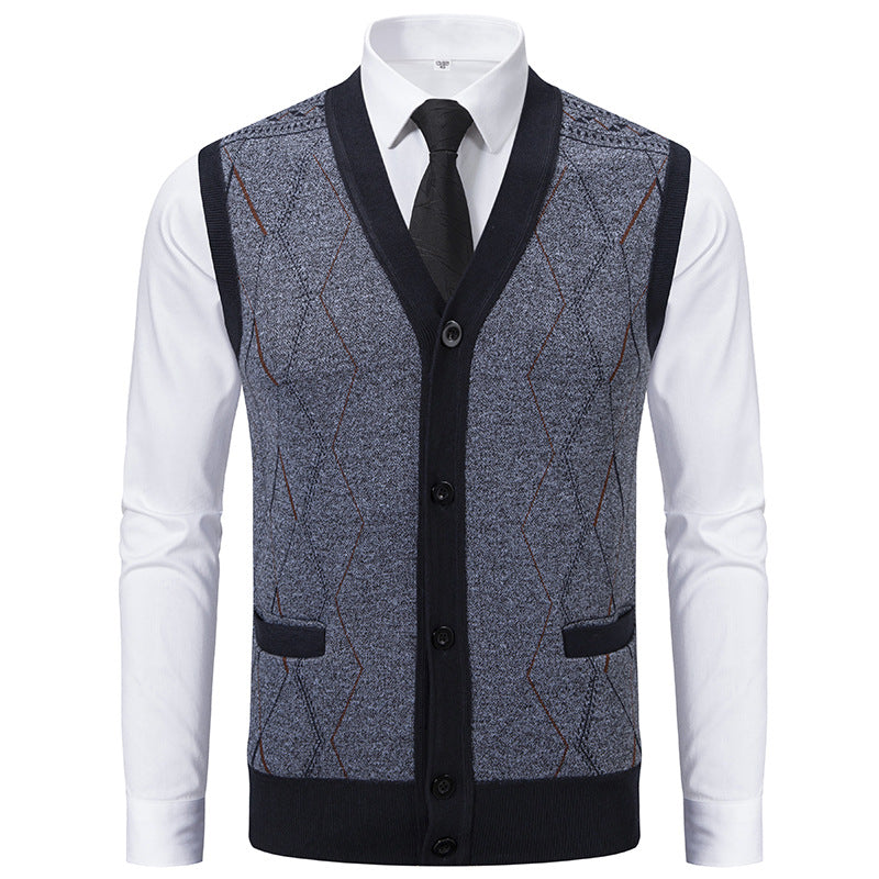 Gilet en tricot pour homme moderne et raffiné avec poches