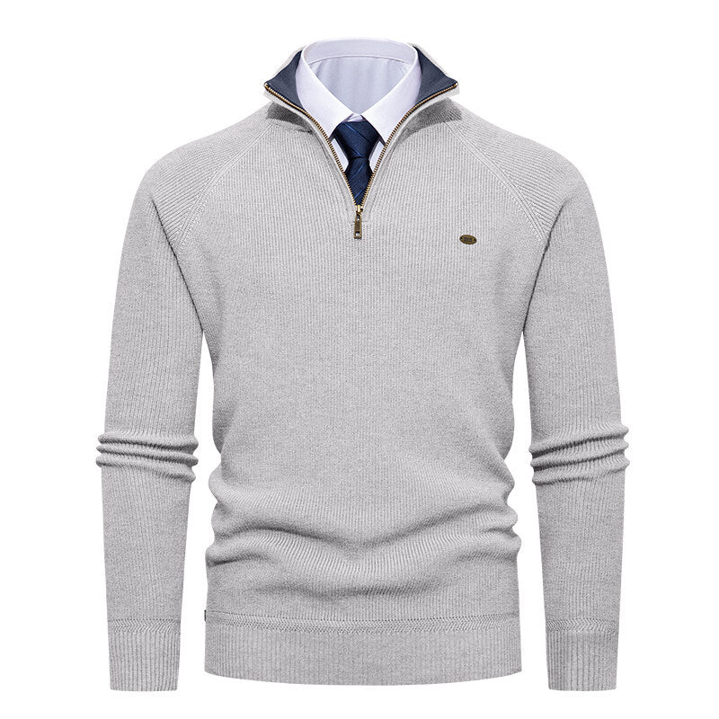 Pull en maille élégant pour homme à col montant et fermeture éclair
