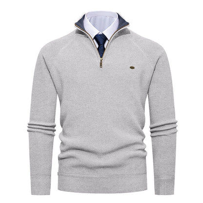 Pull en maille élégant pour homme à col montant et fermeture éclair