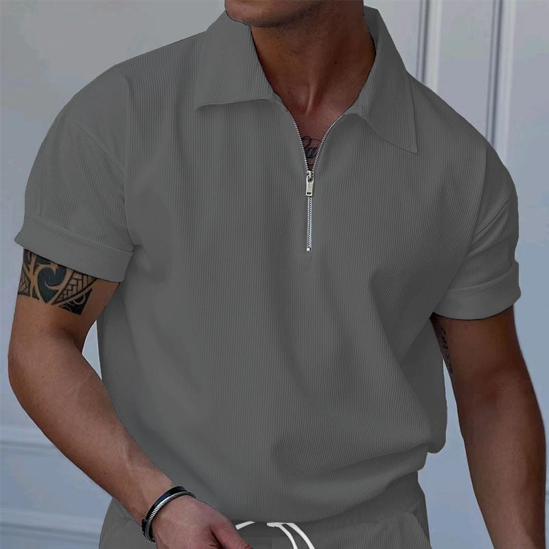 Polo-shirt homme manches courtes effet texturé