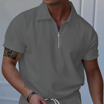 Polo-shirt homme manches courtes effet texturé