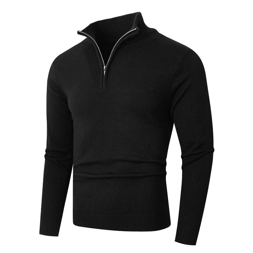Pull pour homme, moderne, à demi-fermeture éclair, tissu structuré