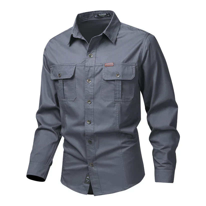 Chemise d'extérieur à manches longues avec poches poitrine fonctionnelles