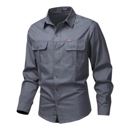 Chemise d'extérieur à manches longues avec poches poitrine fonctionnelles