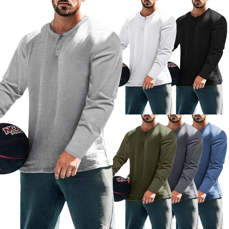Herren Langarm-Shirt Elegant Knopfleiste - IdealeKleiden
